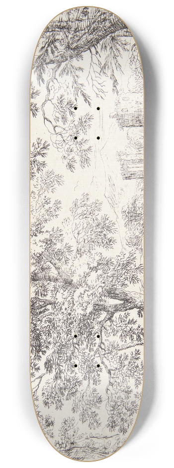 Cornelis Matthieu - Landskab med en fisker 8.25 inch art skate deck