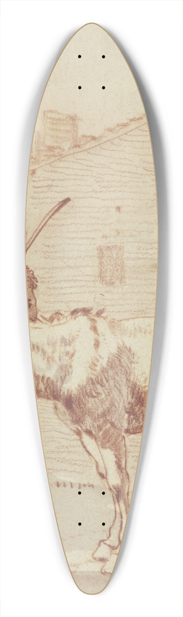 Paulus Constantijn la Fargue - Two donkeys and their driver 39.3 inch art pintail longboard deck