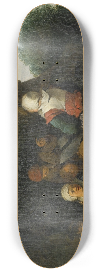 Cornelis Pietersz. Bega - A Peasant Family Gathered Before an Open Fire 8.25 inch art skate deck