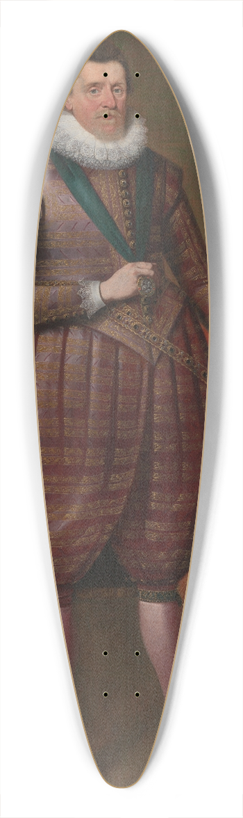 Paul van Somer - James I of England (James VI of Scotland) 39.3 inch art pintail longboard deck