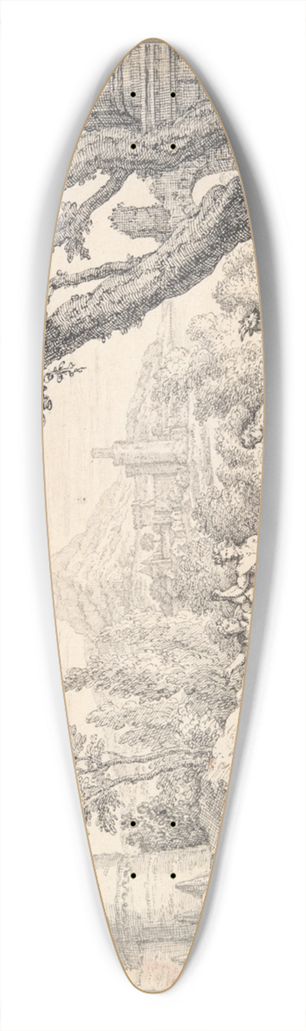 Paul van Somer - Sheperds Dancing in ClassicalLandscape 39.3 inch art pintail longboard deck