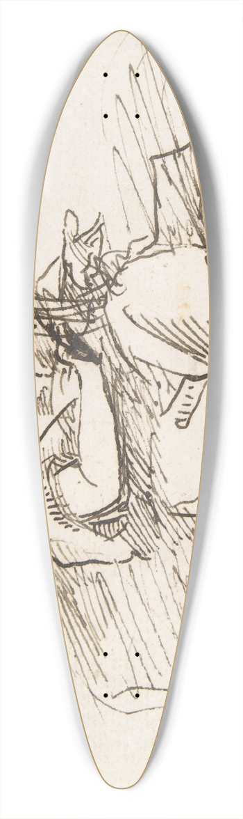 Pedro Duque y Cornejo - Angel with Palm Seated on Clouds 39.3 inch art pintail longboard deck