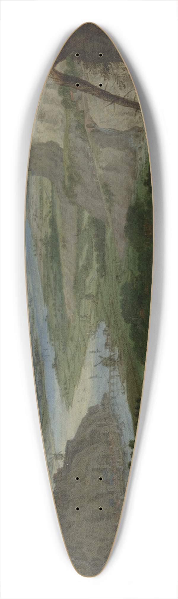 Peeter Gijsels - River Landscape with Travelers 39.3 inch art pintail longboard deck