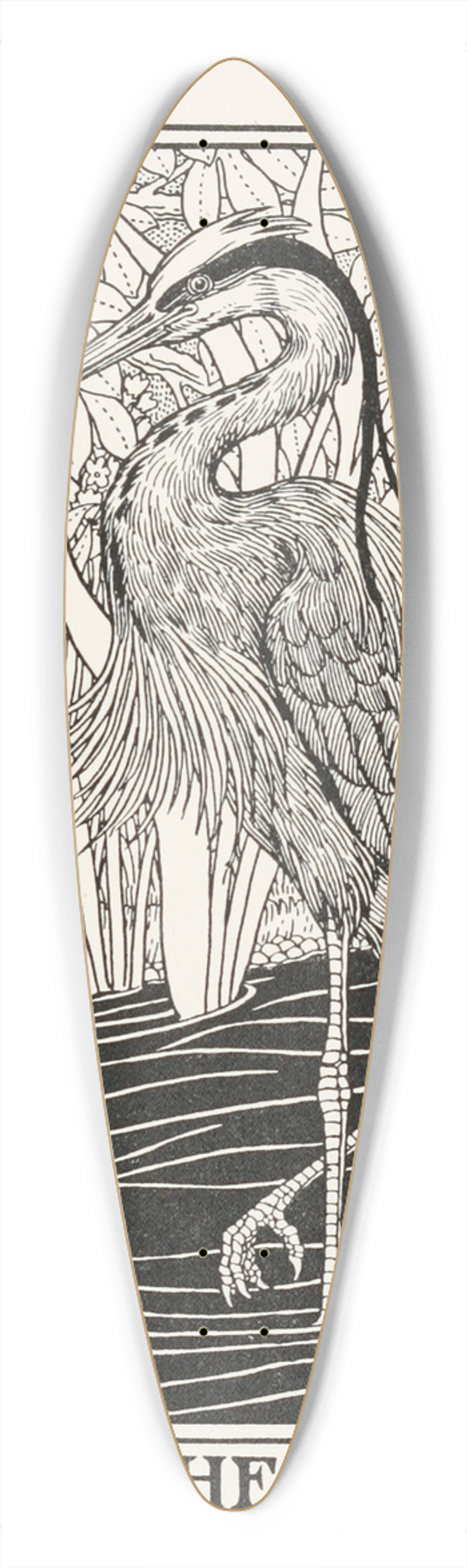 Percy J. Billinghurst - The Heron 39.3 inch art pintail longboard deck