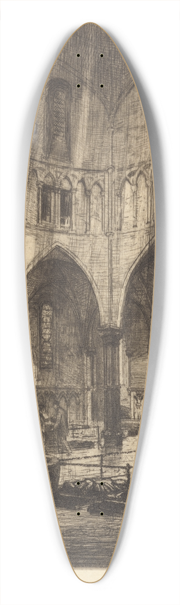 Percy Thomas - The Temple, London 39.3 inch art pintail longboard deck