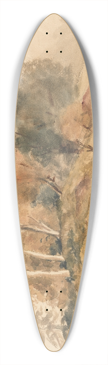 Peter DeWint - Trees on a Bank 39.3 inch art pintail longboard deck