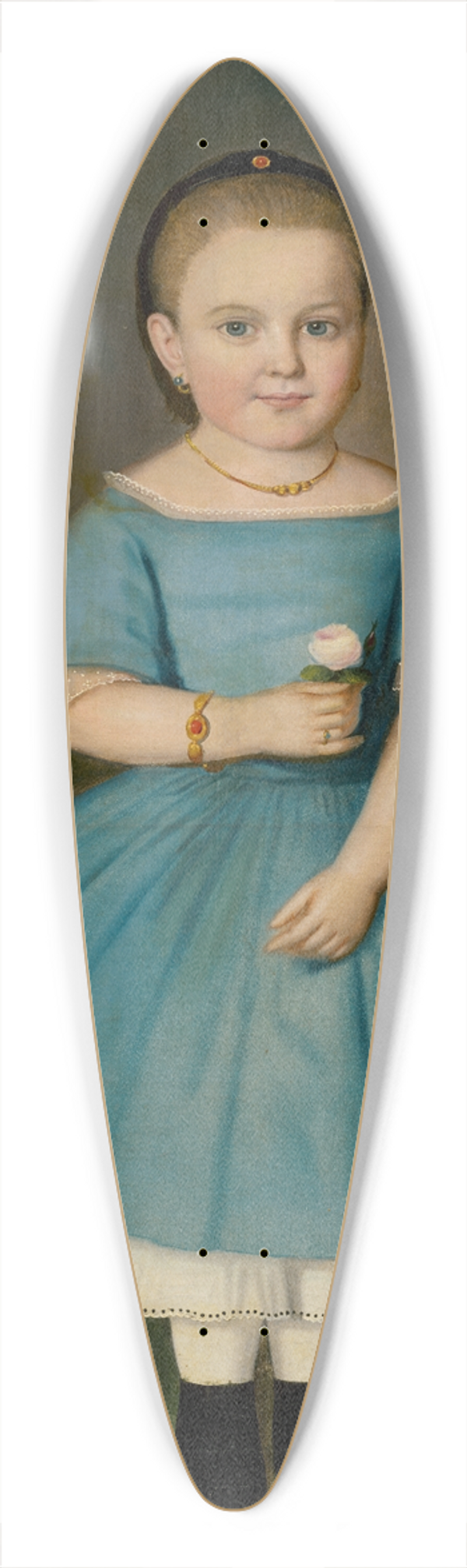 Peter Michal Boh - Little girl with a rose 39.3 inch art pintail longboard deck