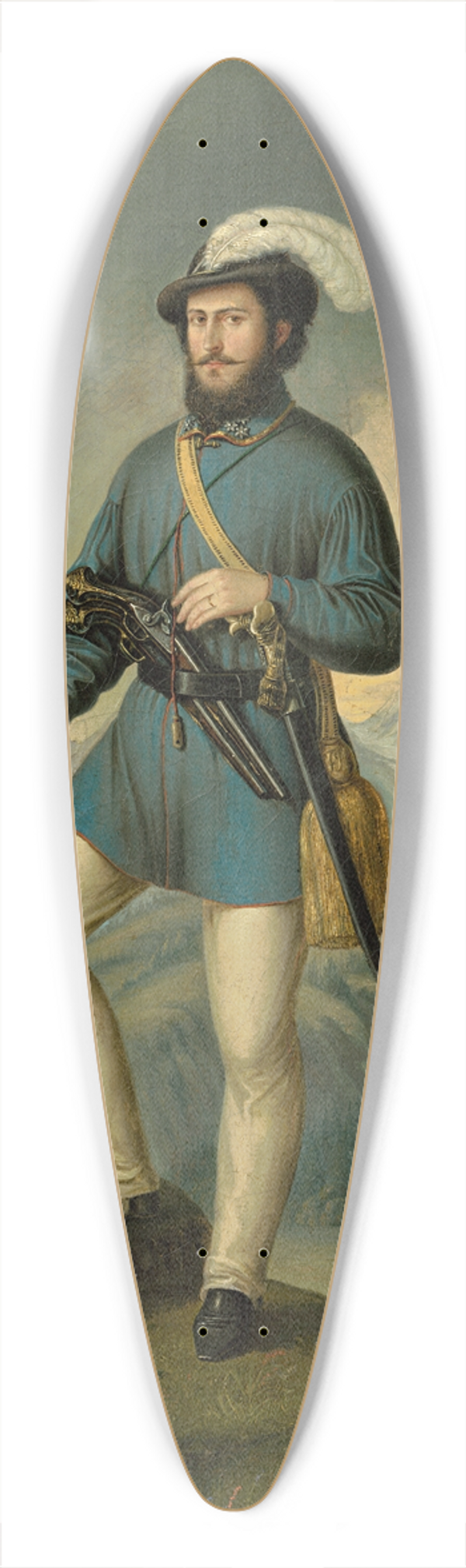 Peter Michal Boh - Portrait of Jn Francisci as Captain of the Slovak Volunteers 39.3 inch art pintail longboard deck