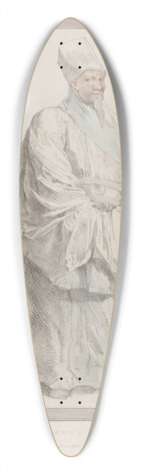 Peter Paul Rubens - A Siamese Priest 39.3 inch art pintail longboard deck