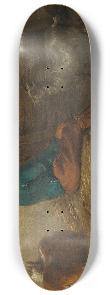 Cornelis Saftleven - A peasant resting with a dog and goats nearby 8.25 inch art skate deck