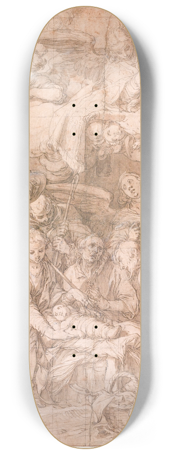 Abraham Bloemaert - The worship of the shepherds 8.25 inch art skate deck