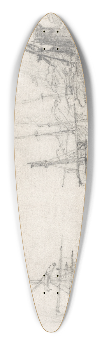 Petrus van der Velden - Shipping scene 39.3 inch art pintail longboard deck