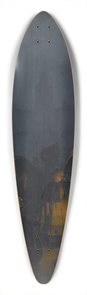 Petrus van Schendel - Dutch market by moonlight 39.3 inch art pintail longboard deck