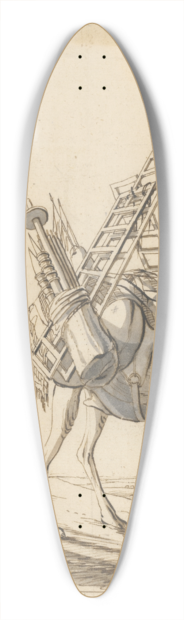 Philipp Ferdinand von Gudenus - Ein mit einem Zelt beladenes Cameel (Man with a Tent-LadenCamel) 39.3 inch art pintail longboard deck
