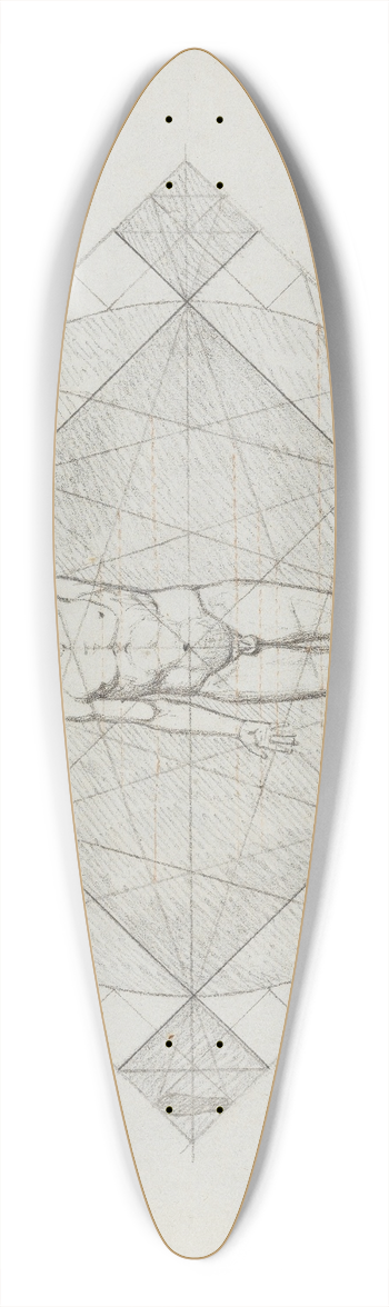 Philipp Jakob Becker - Proportionsstudie; Vorderansicht eines stehenden nackten Mannes mit erhobenem linken Arm 39.3 inch art pintail longboard deck
