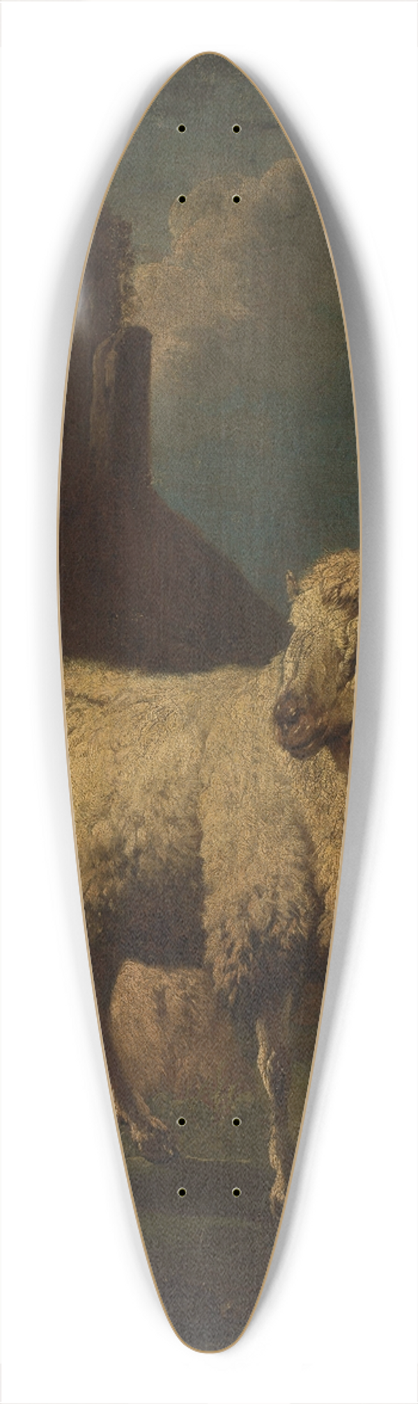 Philipp Peter Roos - Rams with ruins in the background 39.3 inch art pintail longboard deck