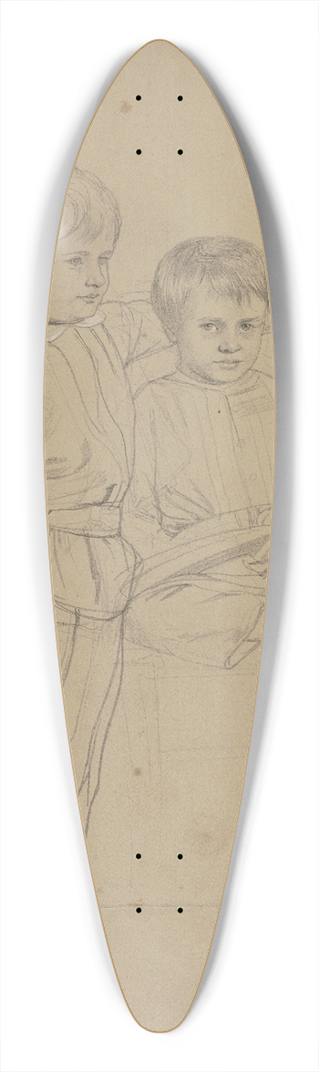 Philipp Winterwerb - Portrt zweier kleiner Jungen; einer auf einem Stuhl sitzend, ein Buch in der Hand, der andere links von ihm 39.3 inch art pintail longboard deck