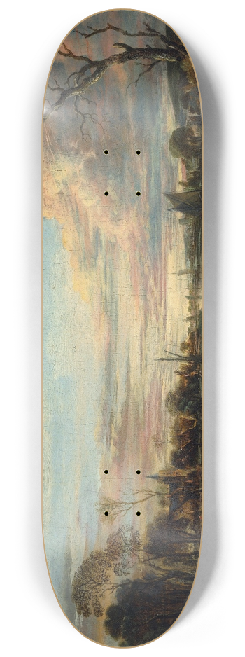 Aert van der Neer - Landscape at Sunset 8.25 inch art skate deck