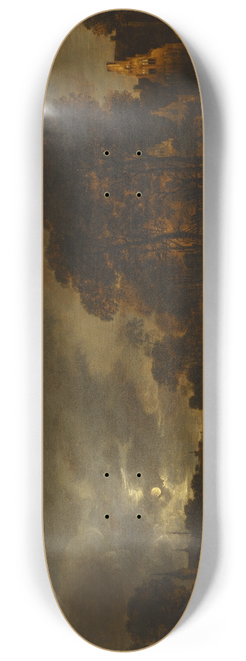 Aert van der Neer - Moonlight Landscape 8.25 inch art skate deck
