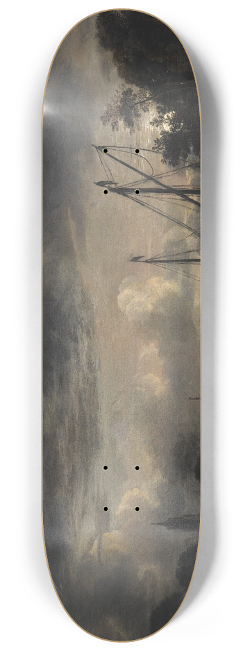 Aert van der Neer - River Landscape in Moonlight 8.25 inch art skate deck