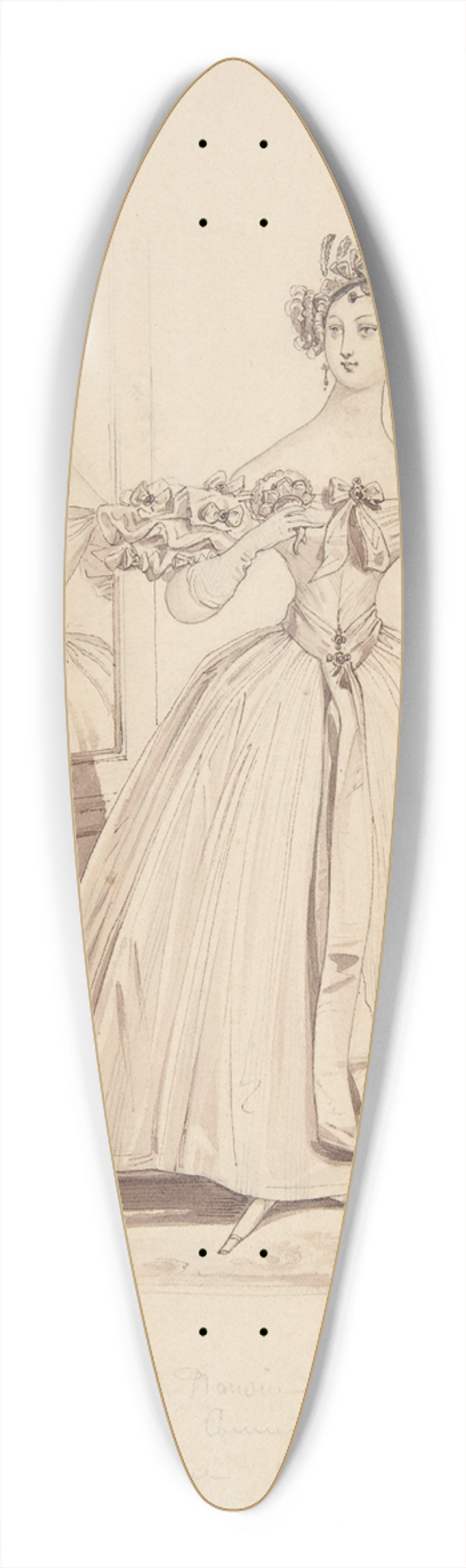 Pierre-Numa Bassaget - Costume Design 39.3 inch art pintail longboard deck