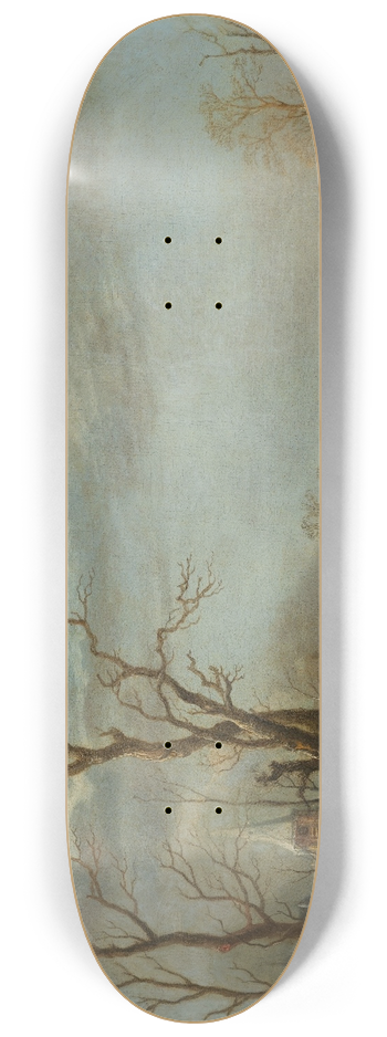Aert van der Neer - Winter Landscape near a Town with Bare Trees 8.25 inch art skate deck