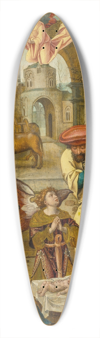 Pieter Coecke van Aelst - Adoration of the Shepherds (Luke 2-16-20) 39.3 inch art pintail longboard deck