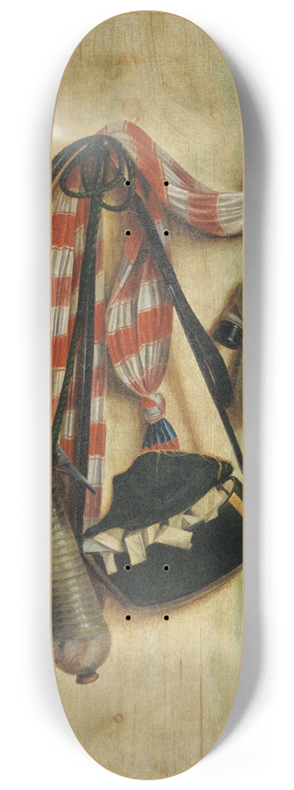 Cornelius Norbertus Gijsbrechts - Trompe Loeil With Riding Whip And Letter Bag 8.25 inch art skate deck