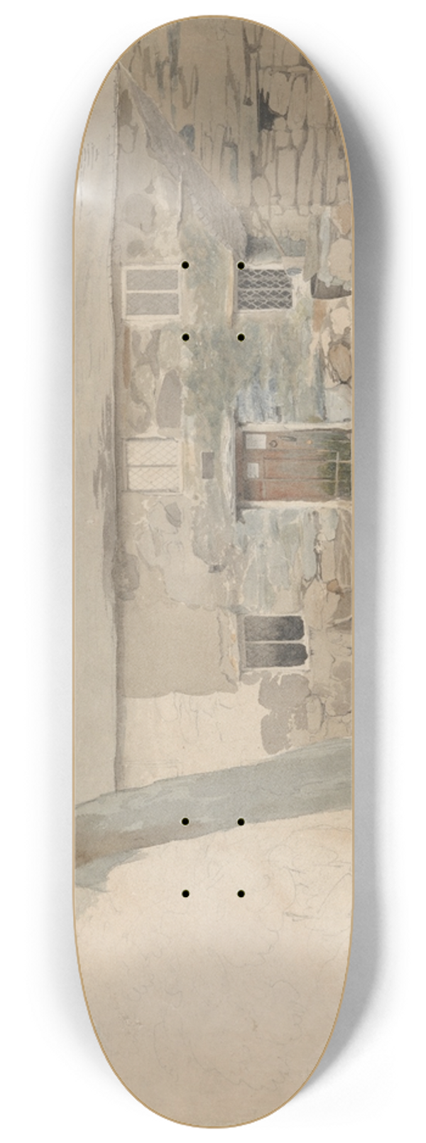 Cornelius Varley - Cottages at Llanllyfni, North Wales 8.25 inch art skate deck