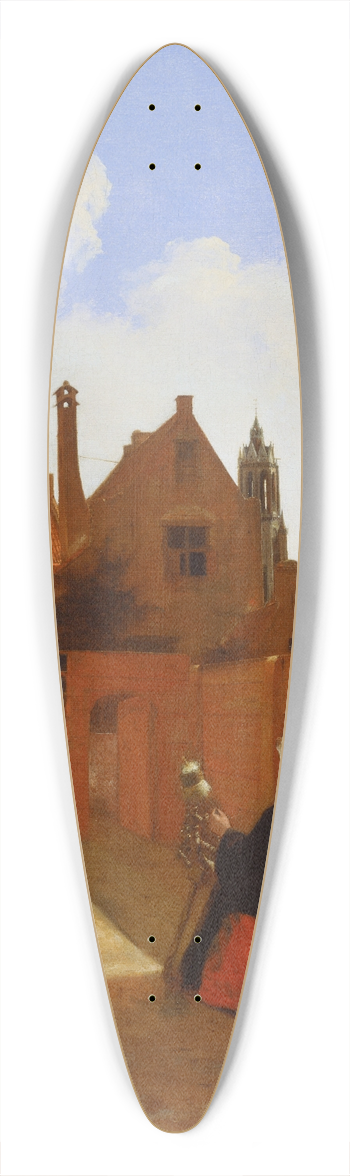 Pieter De Hooch - Courtyard in Delft at Evening- a Woman Spinning 39.3 inch art pintail longboard deck