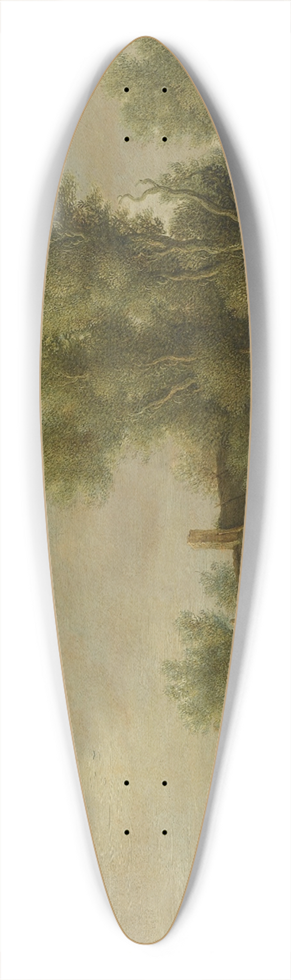 Pieter de Neyn - A River Estuary With Two Peasants Fishing In A Rowing Boat Near A Farmhouse 39.3 inch art pintail longboard deck