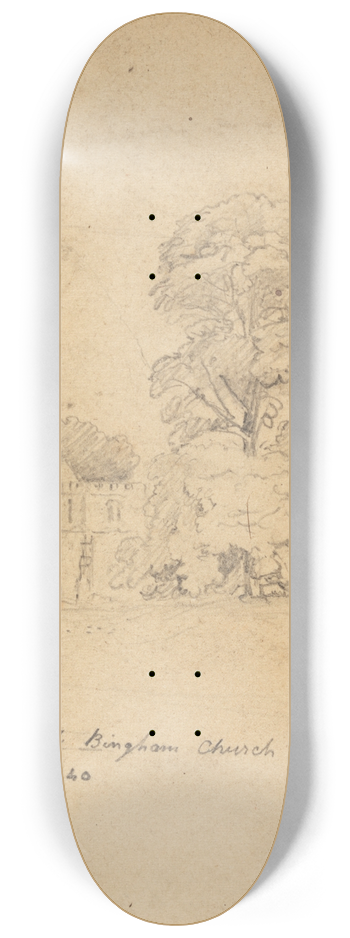 Cornelius Varley - Melcomb Bingham Church  Dorset 8.25 inch art skate deck