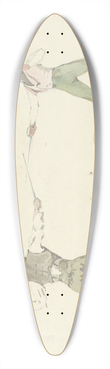 Pieter van Loon - Duellerende mannen 39.3 inch art pintail longboard deck