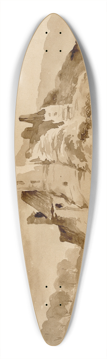Pieter van Loon - Kasteel op een bergtop 39.3 inch art pintail longboard deck