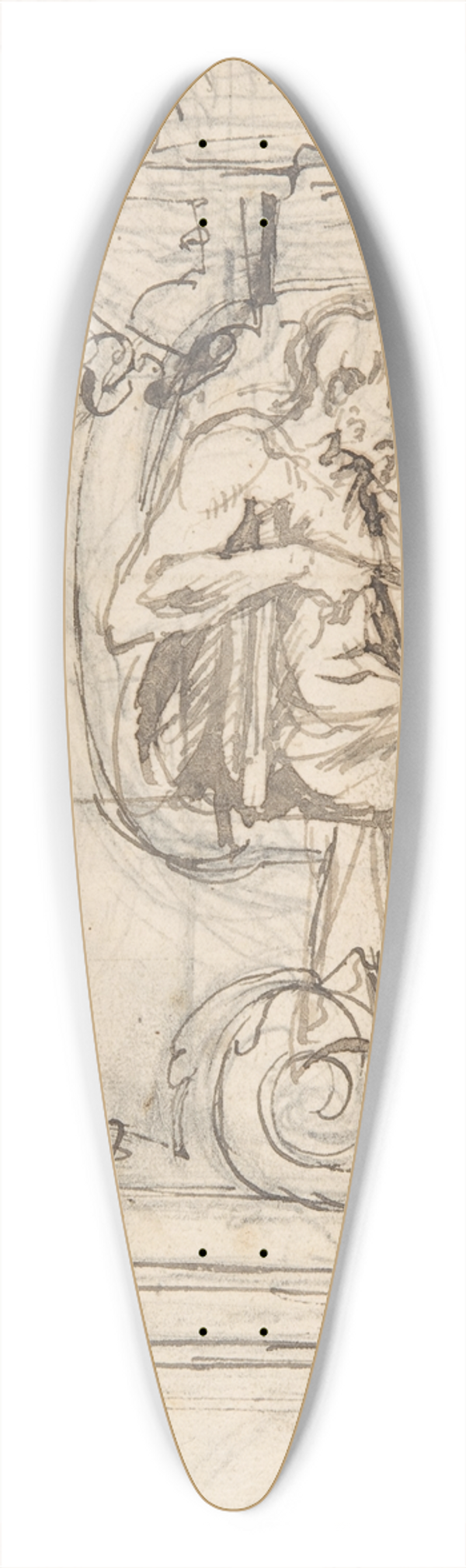 Pieter Verbruggen the Younger - Design for a sepulchral monument with a seated prophet or philosopher 39.3 inch art pintail longboard deck