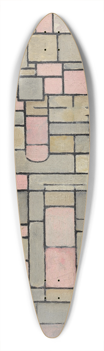 Piet Mondrian - Composition 8 39.3 inch art pintail longboard deck