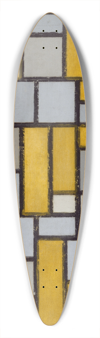 Piet Mondrian - Composition with Grid 1 39.3 inch art pintail longboard deck