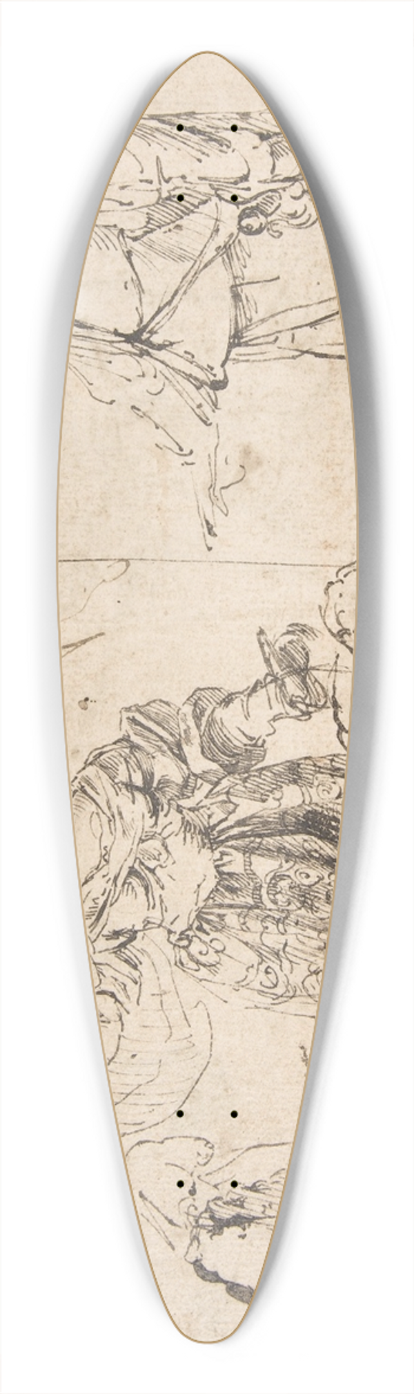 Pietro Novelli - Sheet with Figure Studies 39.3 inch art pintail longboard deck