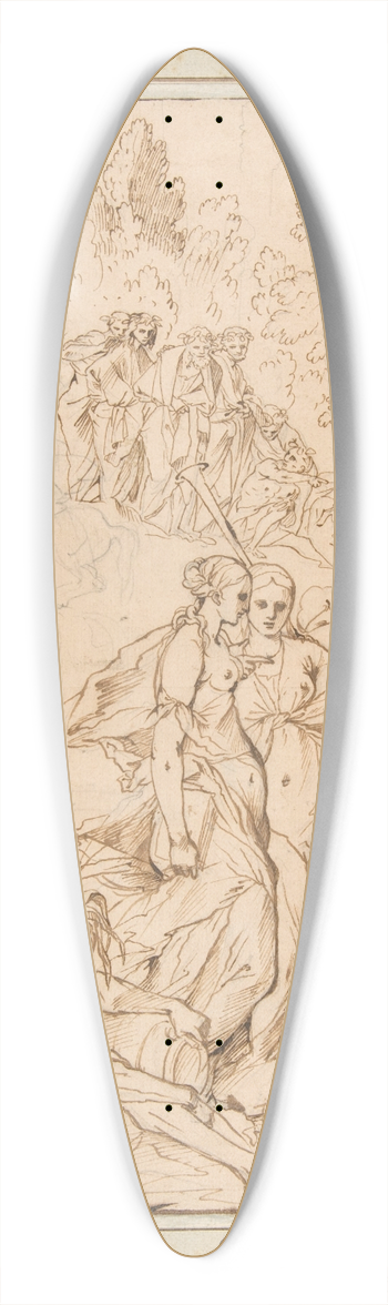 Pietro Testa - Allegorical Figures on Mount Parnassus; Study for the etching Triumph of Painting 39.3 inch art pintail longboard deck