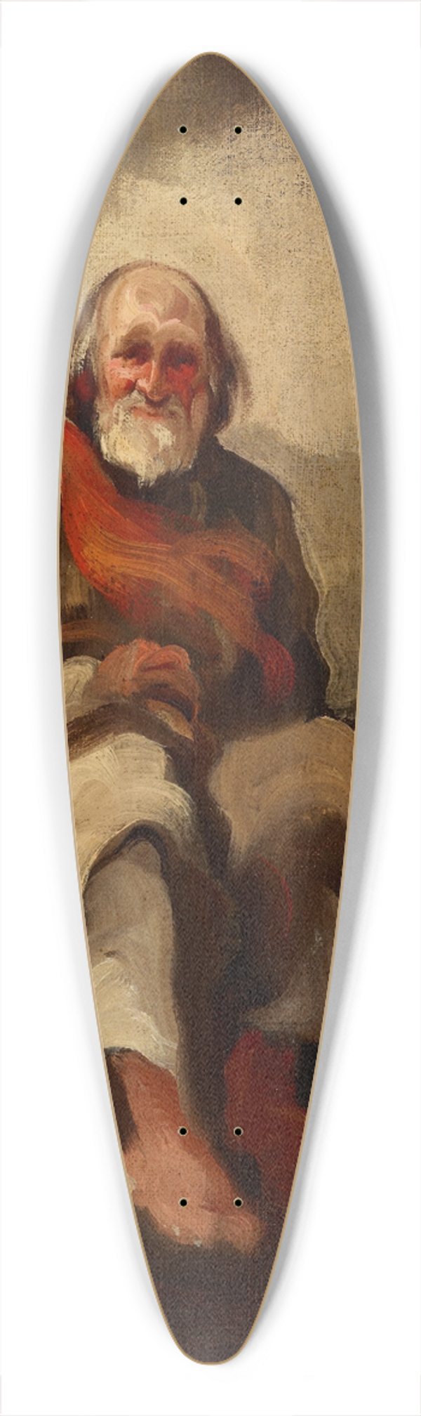Piotr Michaowski - Study of an Old Man Sitting on the Stairs 39.3 inch art pintail longboard deck