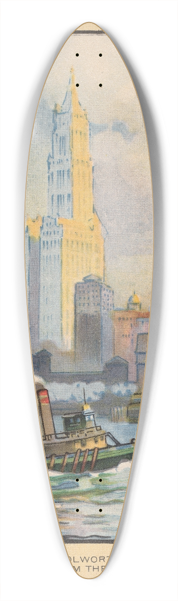 Rachael Robinson Elmer - The Woolworth Building from the Ferry 39.3 inch art pintail longboard deck