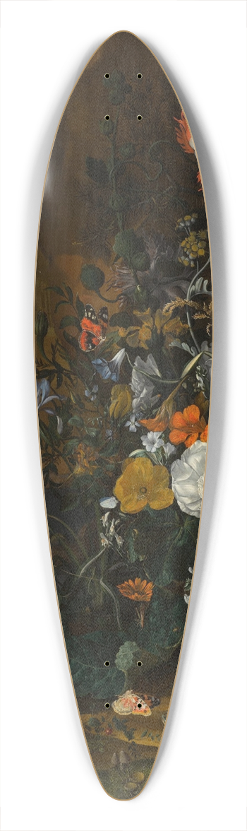 Rachel Ruysch - Still life of flowers,with butterflies, insects, a lizard and toads, beside a pool 39.3 inch art pintail longboard deck