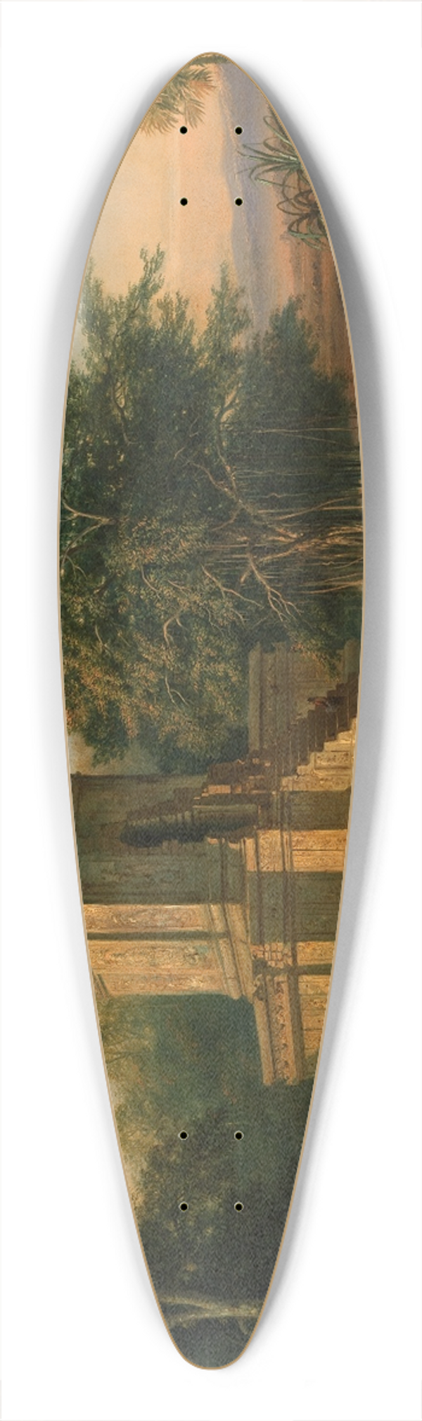Raden Saleh - Javanese Temple In Ruins 39.3 inch art pintail longboard deck