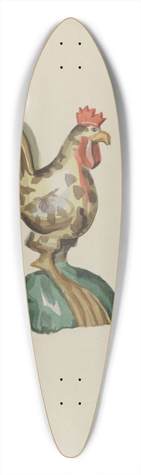 Raoul Du Bois - Pa. German Rooster 39.3 inch art pintail longboard deck
