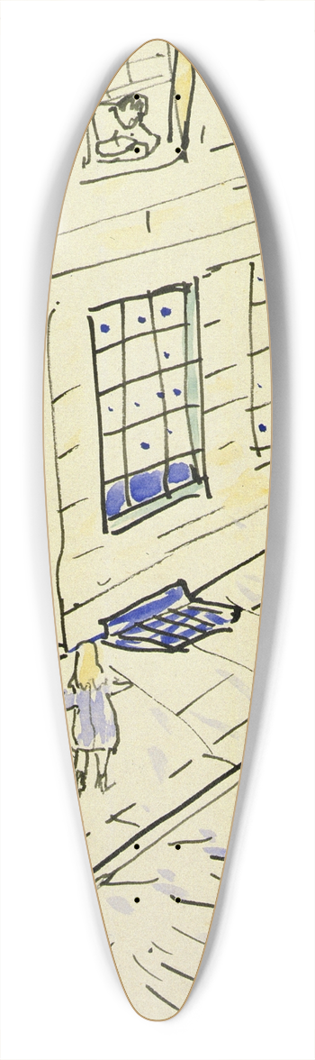 Raymond McIntyre - Figures in a doorway 39.3 inch art pintail longboard deck