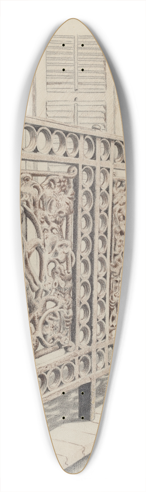 Ray Price - Cast Iron Balcony Rail 39.3 inch art pintail longboard deck