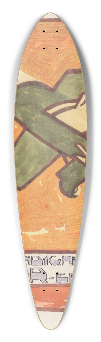 Reijer Stolk - Ontwerp voor reclame voor de `Fokker-Eendekker 39.3 inch art pintail longboard deck