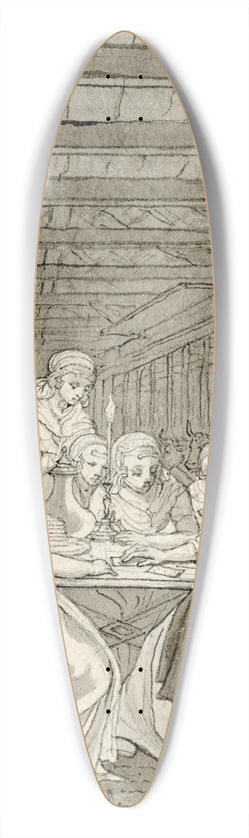 Reinier Vinkeles - Kaartlegster bij een boerenfamilie: Kijkt eens 39.3 inch art pintail longboard deck