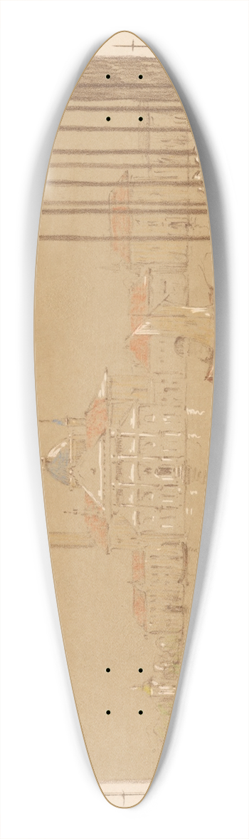 Reinier Willem Petrus de Vries - Gezicht op Veneti met de Chiesa di San Giorgio Maggiore 39.3 inch art pintail longboard deck