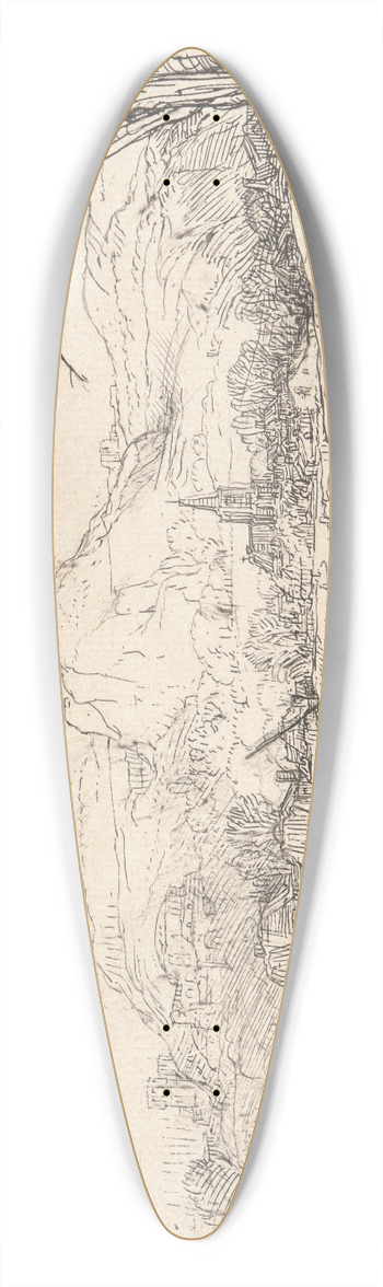 Rembrandt van Rijn - Landscape with a Sportsman and Dog 39.3 inch art pintail longboard deck